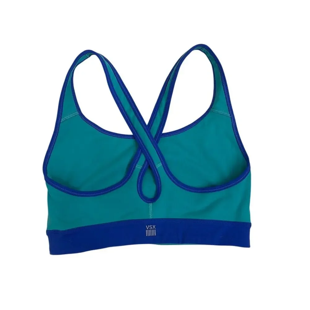 Victoria's Secret VSX Blue Teal Crossback Athletic Sports Bra Size Small